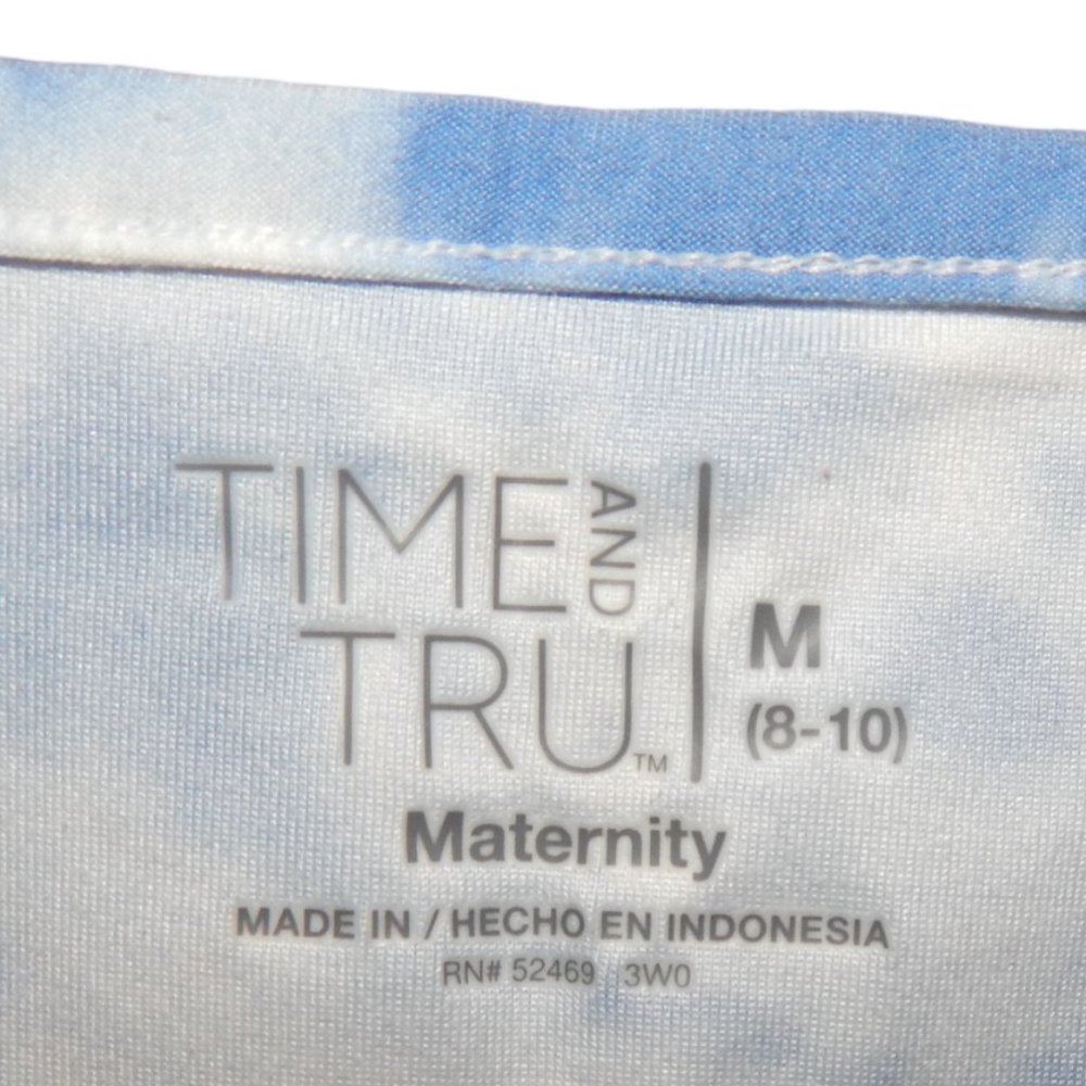TIME AND TRU MATERNITY women's maternity medium blue white tie dye nursing tank - Picture 4 of 9